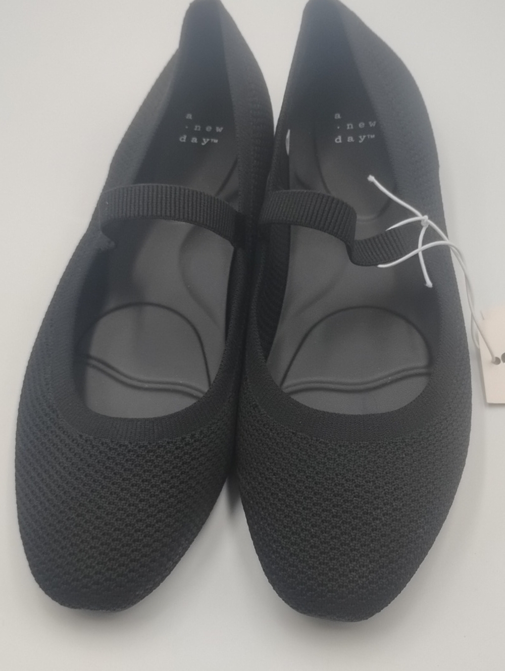 a new day Black Knit Mary Jane Flats with Elastic Strap